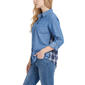 Petite NY Collection Roll Tab Sleeve Denim Plaid Button Down - image 3