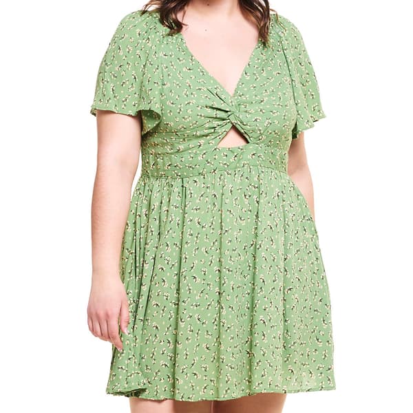 Juniors Plus Angie Print Twist Front Dress