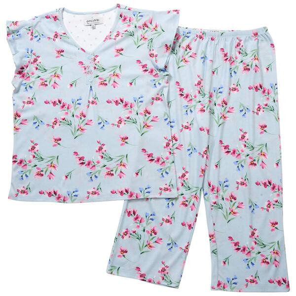 Womens Karen Neuburger Lace Flutter Sleeve Floral Pajama Set - image 