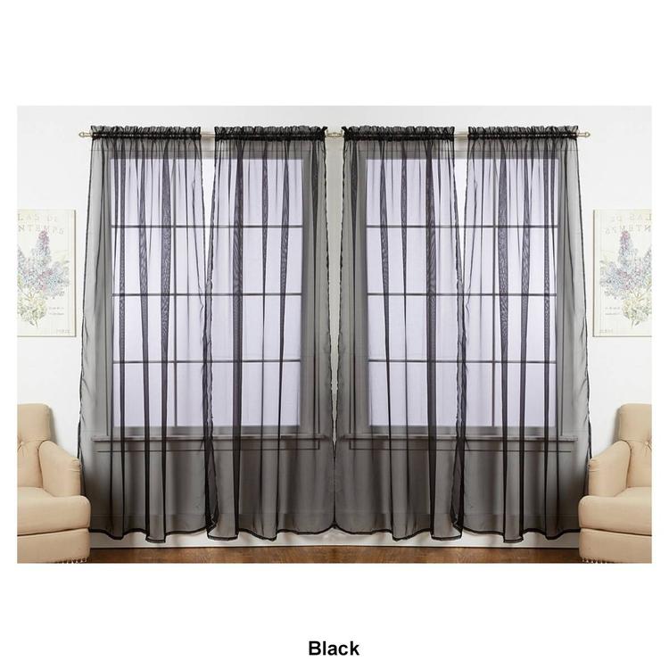 J&V Textiles Sheer Rod Pocket Curtain Panels