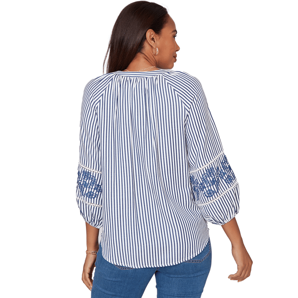 Petite Ruby Rd. French Riviera Seersucker Tie Front Blouse