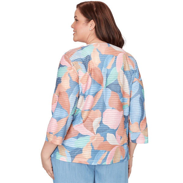 Plus Size Alfred Dunner Beachcomber Abstract Floral V Neck Tee