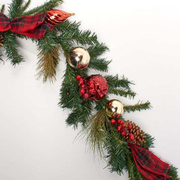 Life Like Pine Cone/Berries/Ornaments/Ribbon Garland - image 