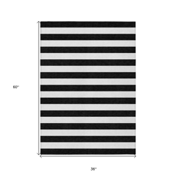 HomeRoots Black & White Stripe Non-Skid Indoor/Outdoor Area Rug
