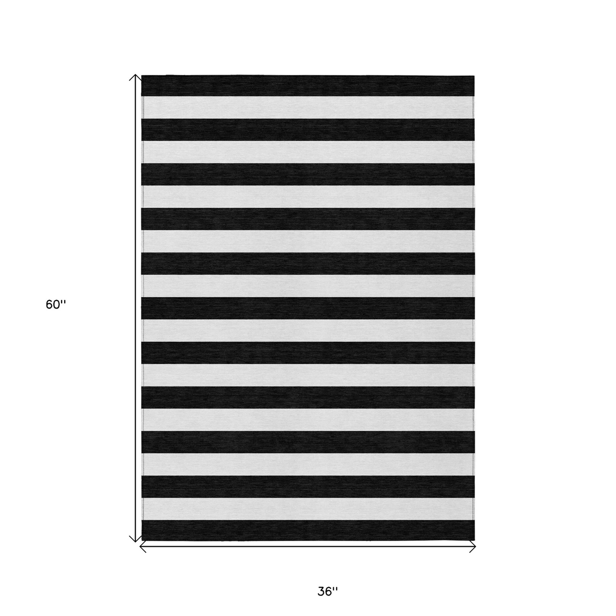 HomeRoots Black & White Stripe Non-Skid Indoor/Outdoor Area Rug