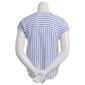 Womens Como Blu Roll Dolman Sleeve 2 Pocket Stripe Henley Blouse - image 2