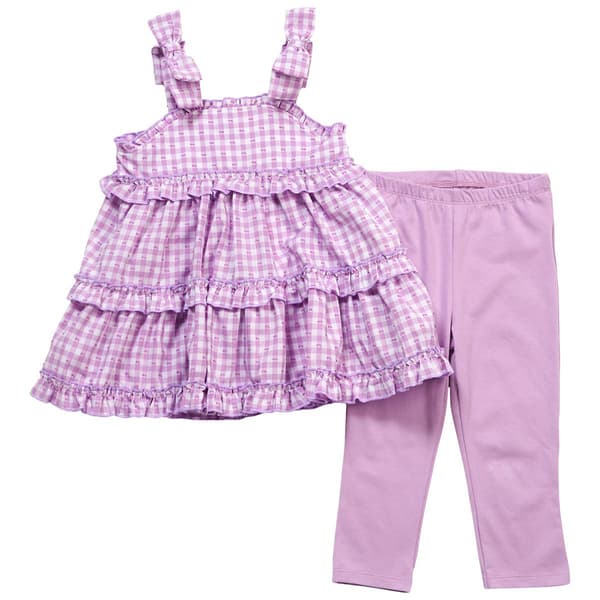 Girls (4-6x) Kids Headquarters(R) Gingham Tiered Top & Legging Set