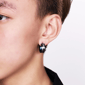 Mens Lynx Ion Plated Stainless Steel Hoop Earrings - image 2