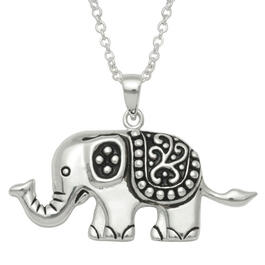 Marsala Fine Silver Plated Elephant Pendant Necklace