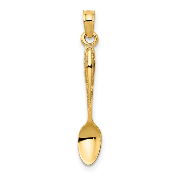 Unisex Gold Classics&#40;tm&#41; 14kt Gold 3D Table Spoon Pendant - image 