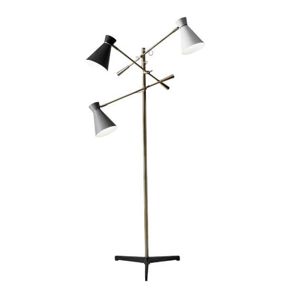 HomeRoots 71 Brass Metal Novelty Floor Lamp With Black And Whit