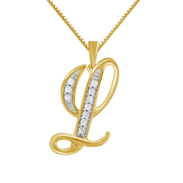 Marsala Gold Plated 1/10ctw. Diamond Initial L Pendant - image 