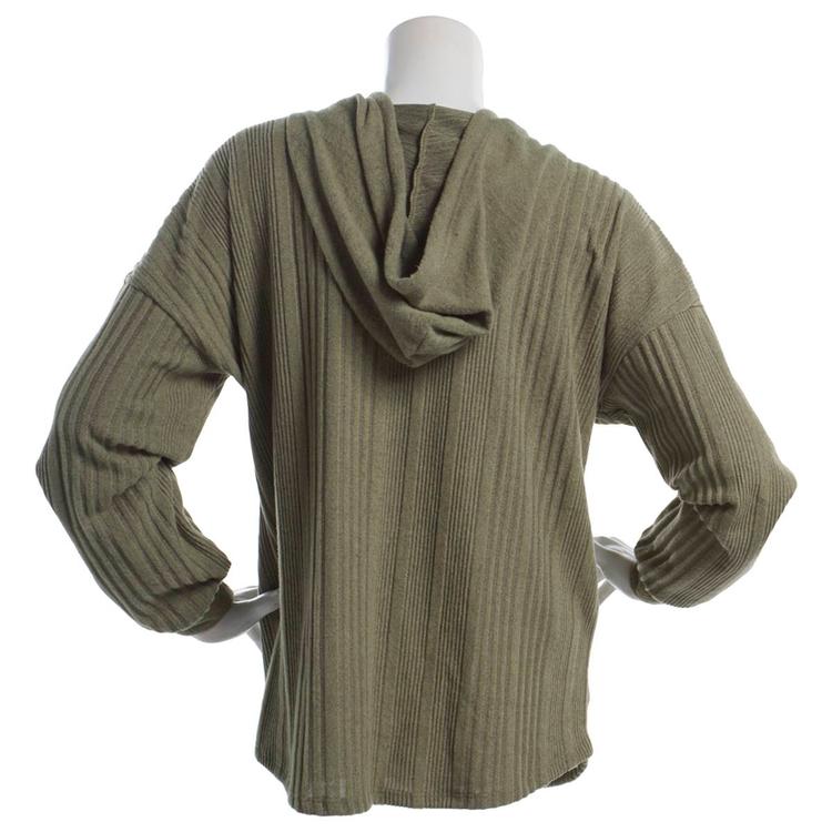 Womens Cure Long Sleeve Rib Knit Hacci Sweater Hoodie