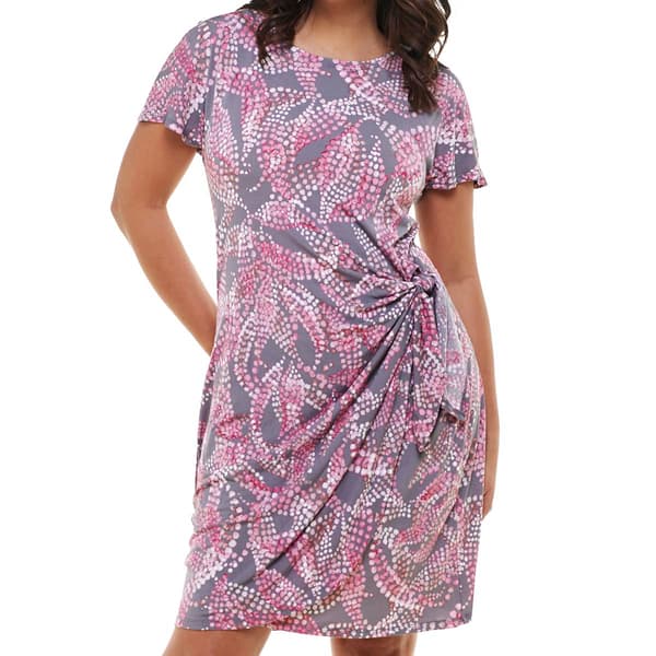 Petite Robbie Bee Cap Sleeve Abstract Dot Wrap Dress