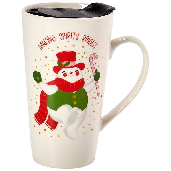 Godinger 18oz. Dancing Snowman Travel Mug - image 
