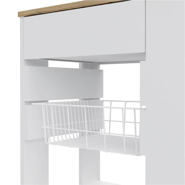 FM FURNITURE Shelton White Kitchen Cart