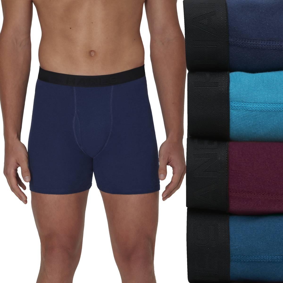 Open Video Modal for Mens Hanes Ultimate(R) Core 4pk. Boxer Briefs - Blue/Purple