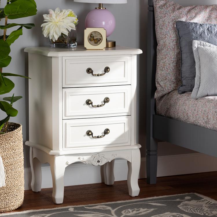 Baxton Studio Gabrielle Traditional French Country 3 Drawer Night
