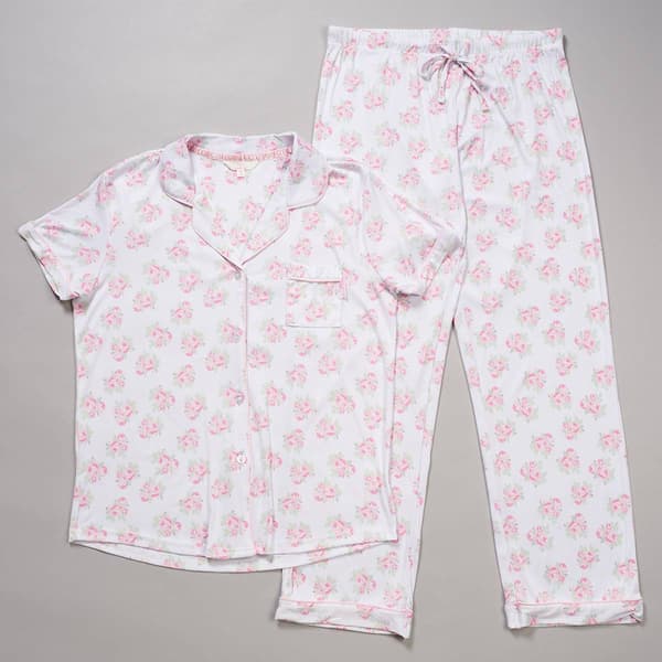 Womens Shabby Chic Short Sleeve Floral Pajama Set