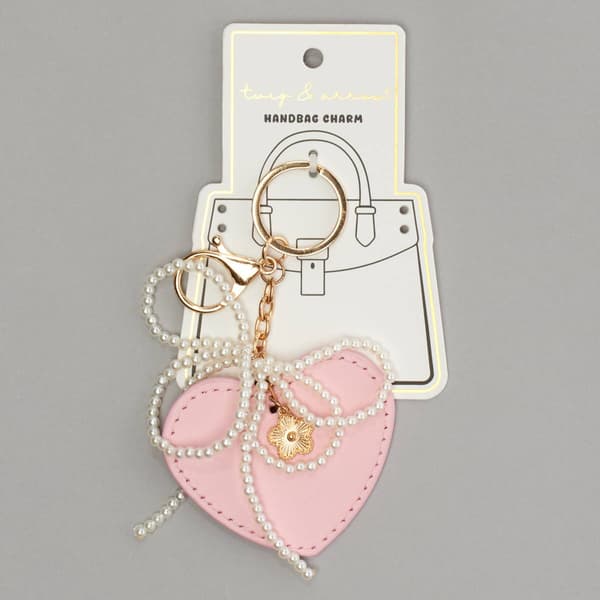 Womens Twig & Arrow Heart and Faux Pearl Strand Bag Charm