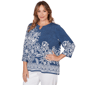 Plus Size Alfred Dunner Classics 3/4 Sleeve Keyhole Floral Blouse - image 3