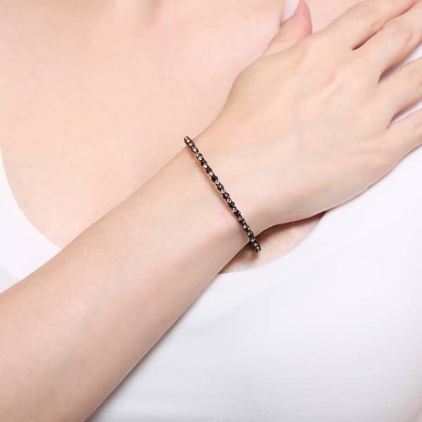 Athra Black Rhodium Spiral Bead & Crystal Coil Bracelet