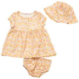 Baby Girl &#40;12-24M&#41; Young Hearts Floral Dress Set w/ Bucket Hat