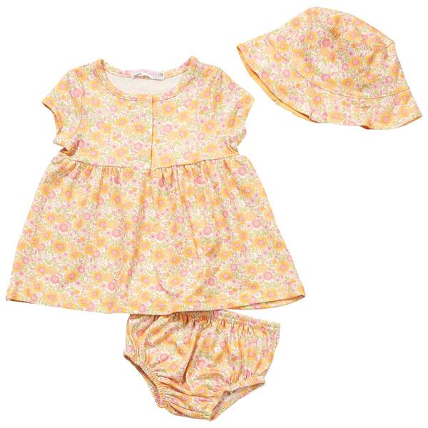 Baby Girl &#40;12-24M&#41; Young Hearts Floral Dress Set w/ Bucket Hat - image 
