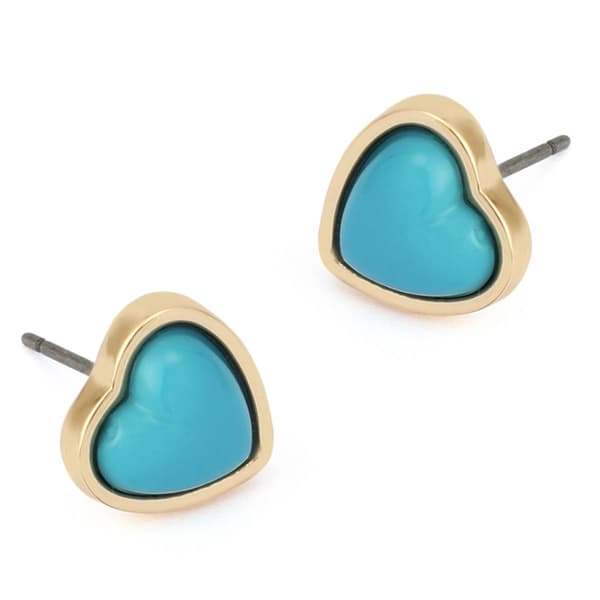 Betsey Johnson Cowabunga Turquoise Heart Stud Earrings