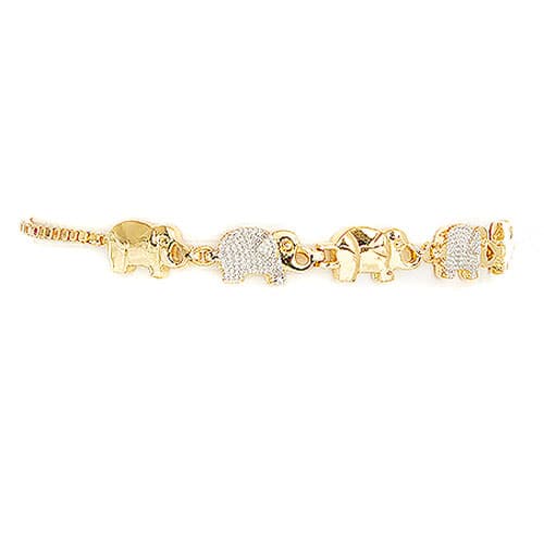 Accents Gold Plated Diamond Accent Elephant Bracelet - image 
