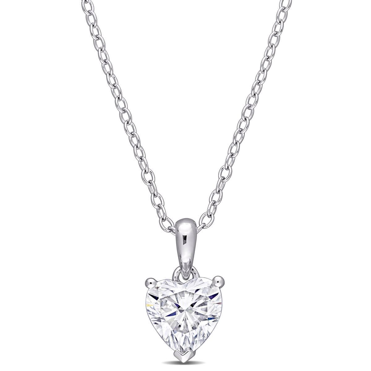 Sterling Silver 1ctw. Heart Moissanite Pendant Necklace