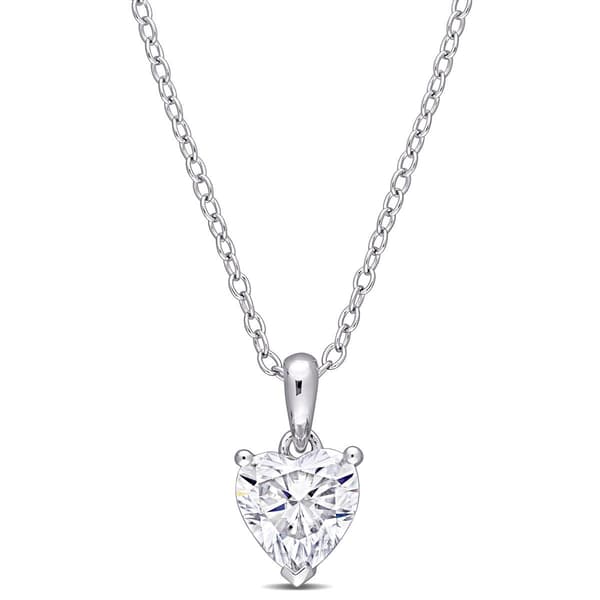 Sterling Silver 1ctw. Heart Moissanite Pendant Necklace - image 