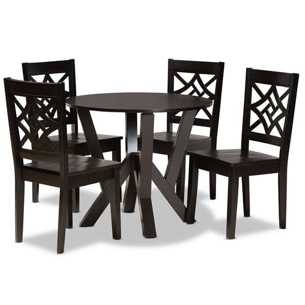 Baxton Studio Kaila Dark Brown Finished Wood 5pc. Dining Set - image 