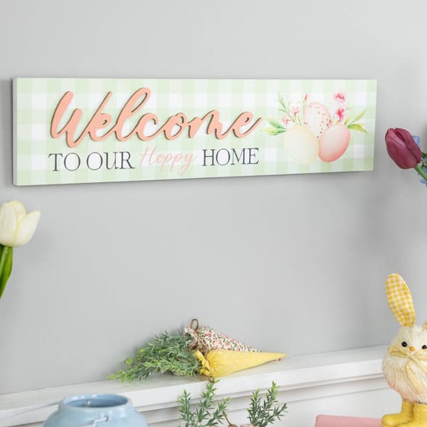 Northlight Seasonal Welcome to Our Hoppy Home Easter Wall Sign