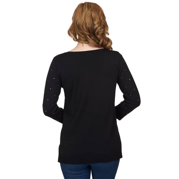 Womens Ruby Rd. Teal Appeal Boat Neck Embellished Tunic Sweater