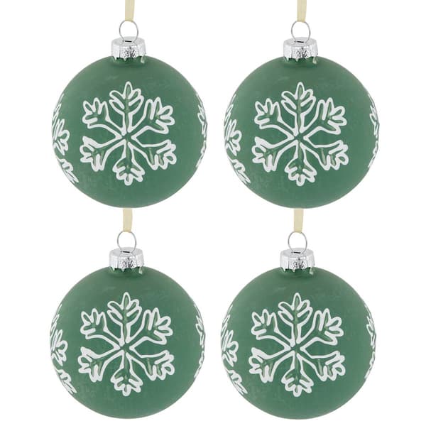 Northlight Seasonal 4ct. White Snowflake Christmas Ball Ornaments