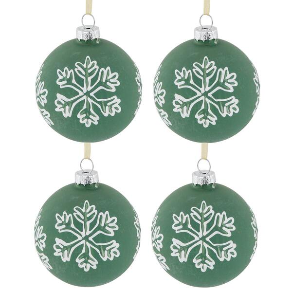 Northlight Seasonal 4ct. White Snowflake Christmas Ball Ornaments - image 