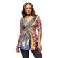 Womens 24/7 Comfort Apparel Multicolor Floral Henley Tunic Top - image 2