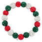 Silver Holiday Bracelet with Red & Green Crystal Beads - image 2