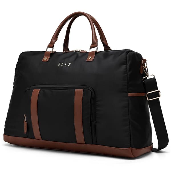 ELLE Luxe Journey Twill and Vegan Leather Weekender Duffel Bag