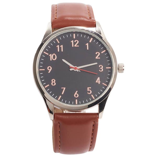 Mens Silver Watch w/ Black Dial & Silver Hands - 50739S-07-G16 - image 