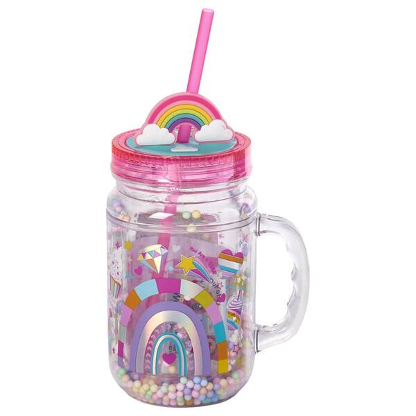 Hot Focus&#40;R&#41; Glow In The Dark Insulated Confetti Rainbow Mason Jar - image 
