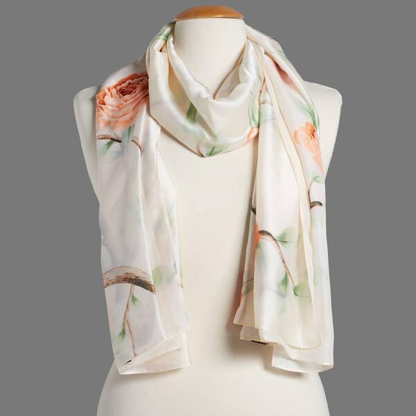 Womens Renshun Tonal Floral Silk Oblong Scarf - image 