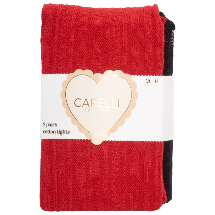 Toddler Girl Capelli(R) New York 2pk. Cable Knit & Solid Tights