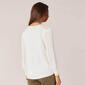 Womens Democracy 3/4 Pointelle Sleeve V-Neck Sweater w/Tipping - image 3