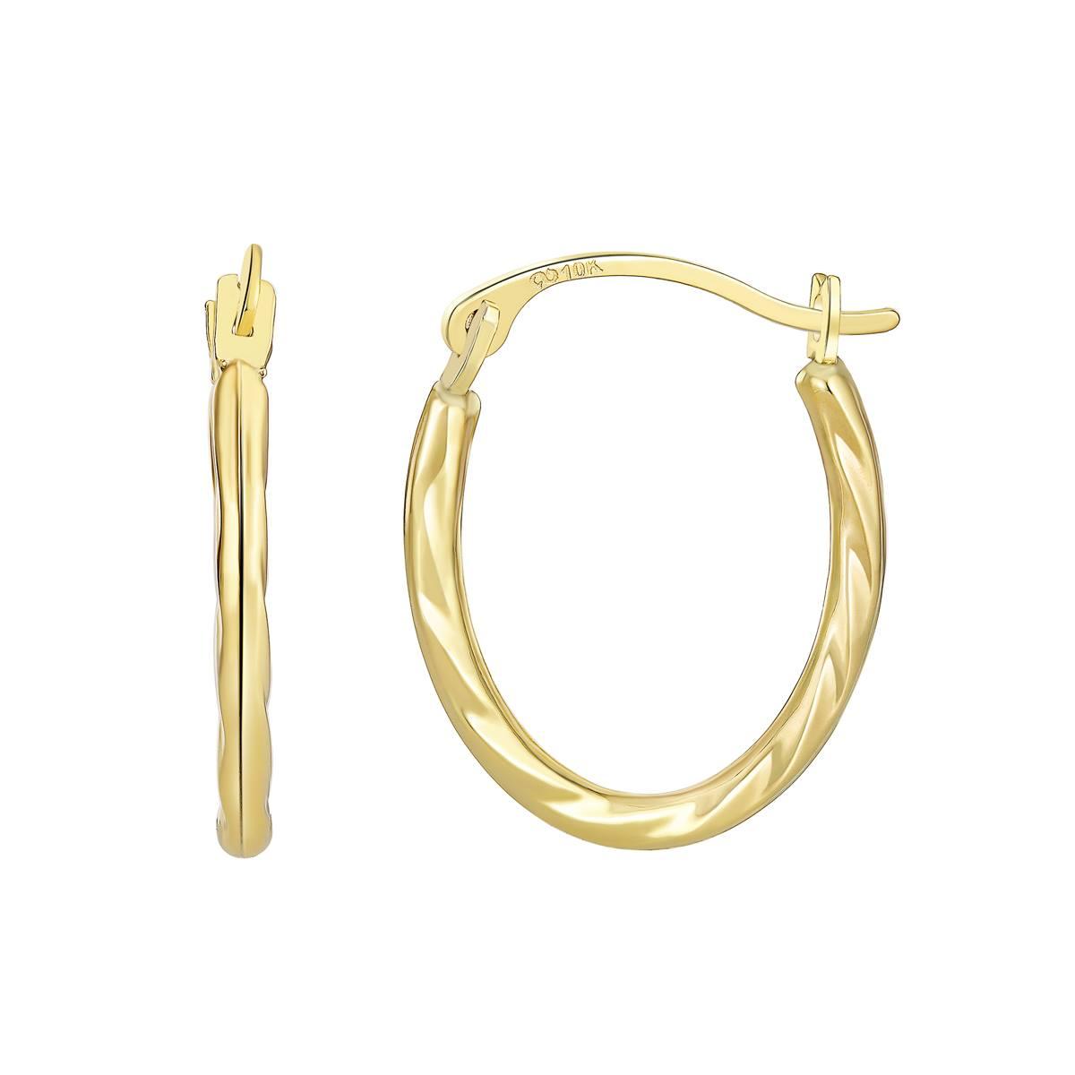 10kt. Gold Oval Twisted Hoop Earrings