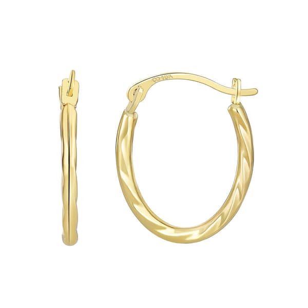 10kt. Gold Oval Twisted Hoop Earrings - image 