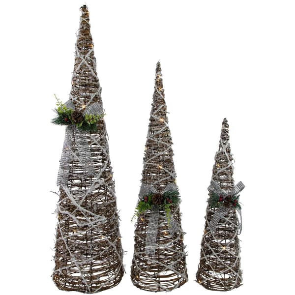 Northlight Seasonal LED Pine and Berries Cones - Set of 3