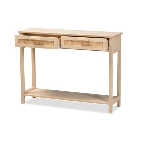 Baxton Studio Sebille Light Brown Wood 2-Drawer Console Table