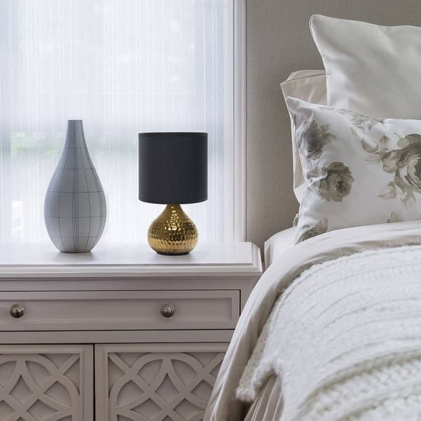 Simple Designs Hammered Gold Drip Mini Table Lamp